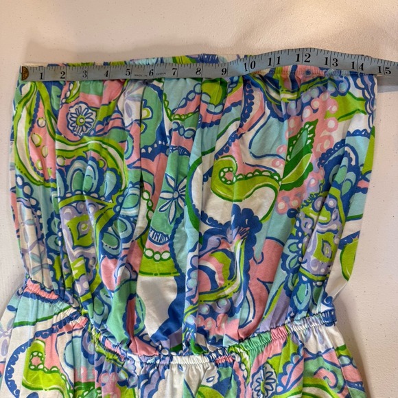 Lilly Pulitzer Women's Stretch Strapless Dress Large Style 82490 Pink Blue Green - Picture 3 of 9